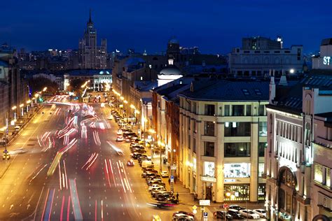 russia, Moscow, Houses, Roads, Street, Night, Street, Lights, Motion, Cities Wallpapers HD ...
