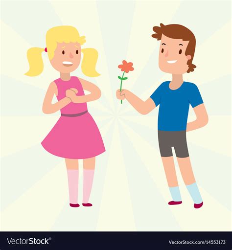 Children Happy Couple Cartoon Relationship Vector Image