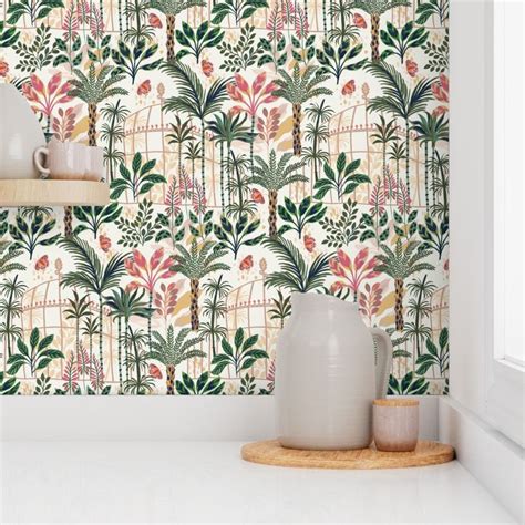 Tropical Botanical Glasshouse Wallpaper Spoonflower