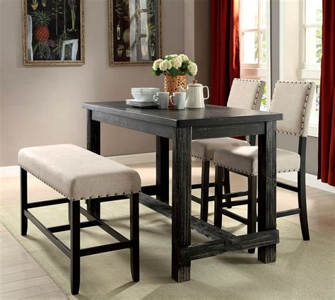 Square folding table and 4 folding chairs base material: Sania II Antique Black Pub Table Collection | Las Vegas ...
