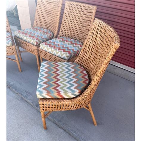 Crate And Barrel Maluku Natural Rattan Dining Chairs Set Of 4 Chairish