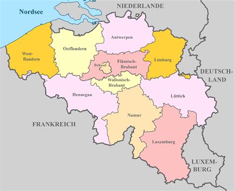 Belgien Karte Mit Regionen Landkarten Mit Provinzen
