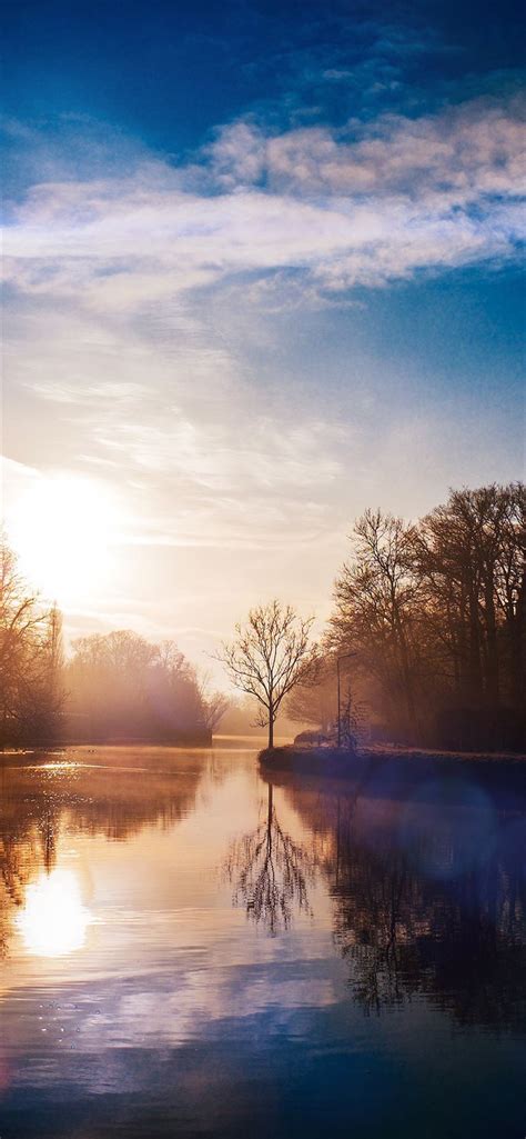 Lake Calm Tree Mountain Sunny Day Iphone X Wallpapers Free Download