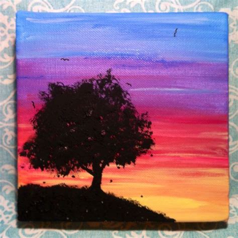 Sunset Painting Canvas Painting Tree Painting