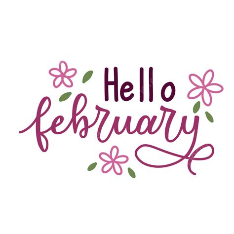 Hello February Png Picture Pink Purple Hello February Handlettering