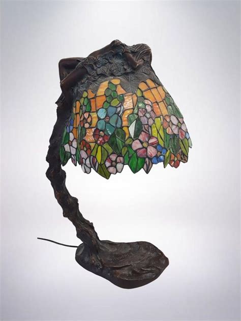 Sold At Auction Rare Bronze And Stain Glass Lamp Signed By E Thomasson