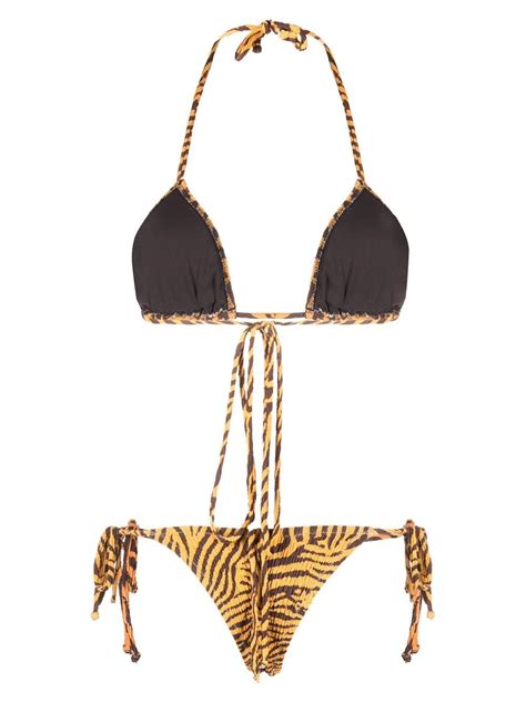 Reina Olga Miami Tiger Print Bikini Set Farfetch