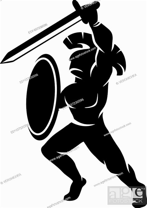 Roman Soldier Silhouette Vector Illustration Stock Vector Vector And