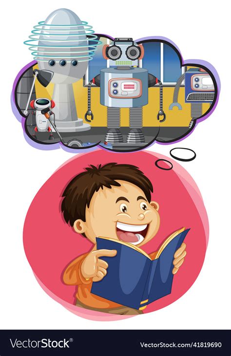 A Boy Reading With Callout Royalty Free Vector Image
