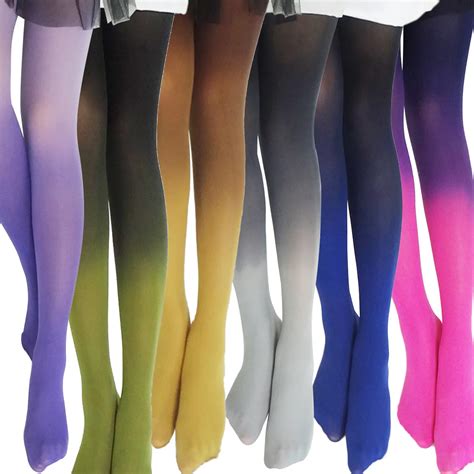 Buy New Harajuku Womens 120d Velvet Tights Candy Color Gradient Opaque