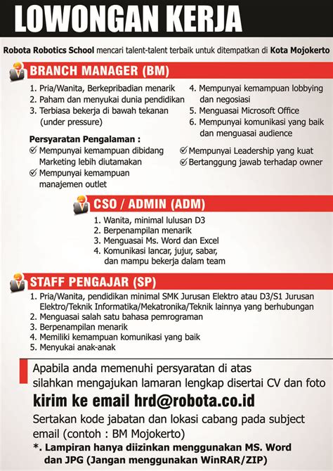 Pt telkom indonesia yang saat ini sedang mencari atau menginginkan untuk pendaftaran rekrutmen lowongan kerja pt telkom indonesia dapat dilakukan dengan melamar pada posisi yang diminati. Kepala Cabang, ADMIN dan Staff Pengajar SMK/D3/S1 Jurusan Teknik | KASKUS