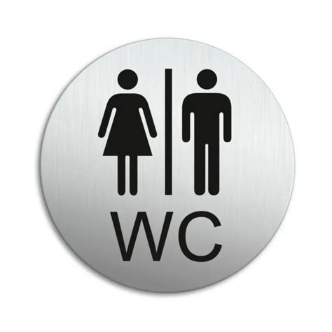 Door Sign Restroom Toilet Wc Ladies Gentlemen Ø 100mm Aluminium Self