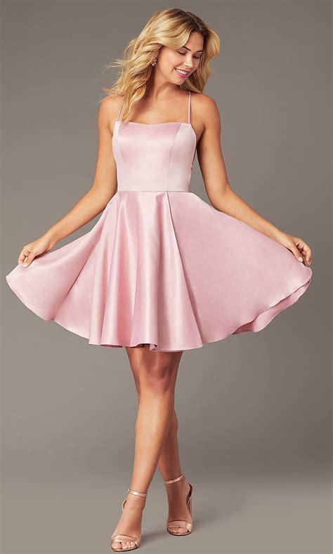 Backless Short Homecoming Party Dress With Corset Pink Dress Short
