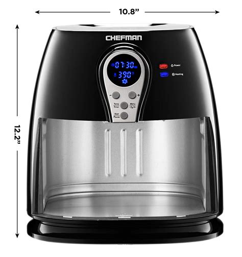 RJ38-R8-AM RJ38-P1 Black 6.5 Liter Chefman Air Fryer with Digital Display Adjustable Temperature Control for the Perfect Result in Frying a Variety of Foods Cool-to-Touch Exterior and 2.5L Fryer Basket Capacity