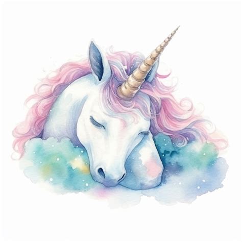 Premium Ai Image Painting Of A Unicorn With A Pink Mane And A Blue