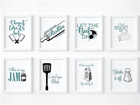 Kitchen Printable Wall Art Posters Set Of 8 Size 8x10