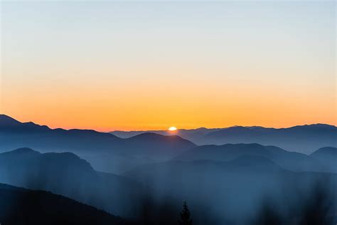 Dawn Landscape Nature Mountains Twilight Fog Dusk Hd Wallpaper