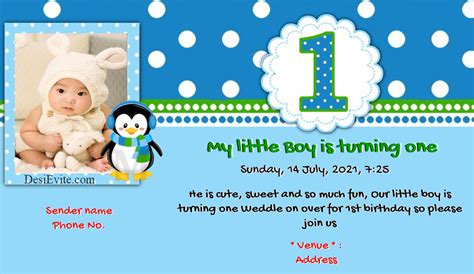 Celebrate this awesome milestone with a first birthday invitation that is as precious as your child's first year has been. Baby boy first birthday invitation card with penguin