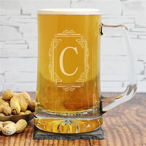 Personalized Oversized 25 Oz Beer Mug With Etched Initial