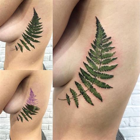 The tiki brings protection and the ani ata represents. Realistic fern tattoo using a real leaf as a stencil.