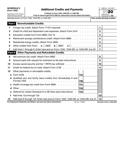 Irs Form 1040 Schedule 3 Download Fillable Pdf Or Fill Online