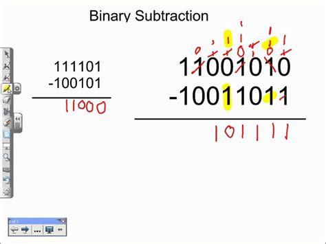 Binary Subtraction Tutorial Youtube