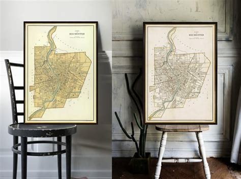 Old Map Of Rochester Vintage Map Rochester Map Fine Print Etsy Old