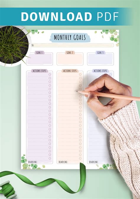 Download Printable Monthly Goals With Action Steps Floral Style Pdf