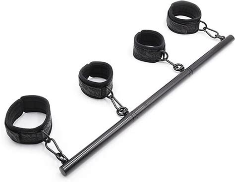 Amazon Fancy Stainless Steel Adjustable Spreader Bar Bondage Set Slave Handcuffs Ankle