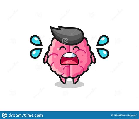 Brain Cartoon Illustration With Crying Gesture Stock Vector