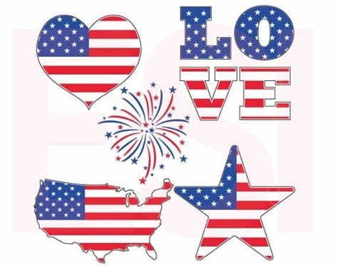 Patriotic 4th of july united states of america independence day celebration card illustration. July 4th svg Design set Memorial Day svg American Flag svg