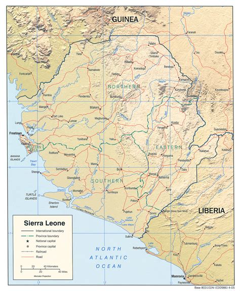 Detailed Relief And Administrative Map Of Sierra Leone Sierra Leone
