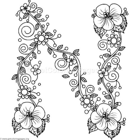 Floral Alphabet Coloring Pages Page 2 Flower