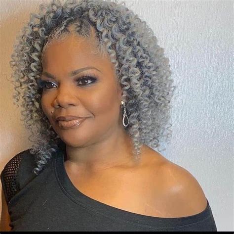 Monique In 2020 Curly Crochet Hair Styles Gray Hair Beauty Natural Gray Hair