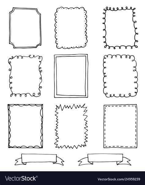 Set Hand Drawn Doodle Frames Royalty Free Vector Image