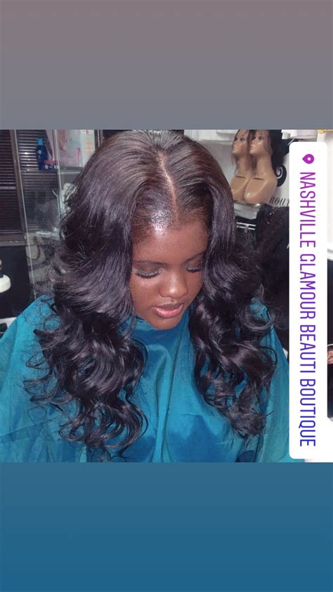 Middle Part Sew In Hairstyle With Long Hair And Curls Sew In