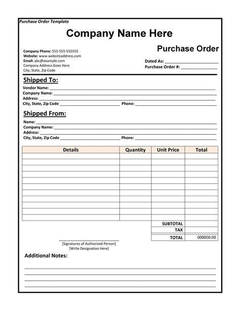 Printable Purchase Order Form Templates Printable Forms Free Online