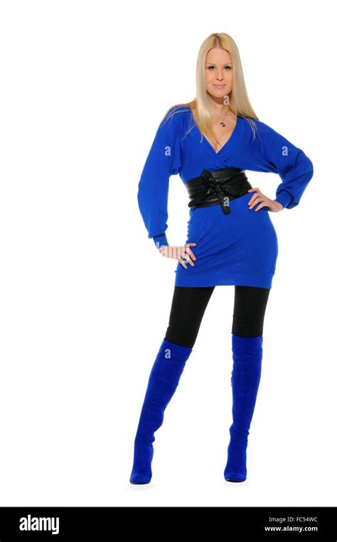 Full Body Shot Blue Dress Cut Out Stock Images And Pictures Alamy