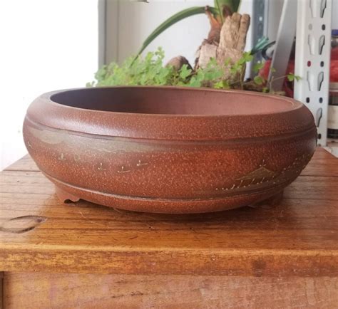 Round Bonsai Pots Yixing Purple Sand Pottery Handmade Flower Etsy