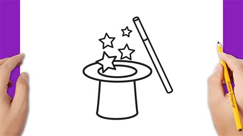 How To Draw A Magic Hat With Wand Youtube