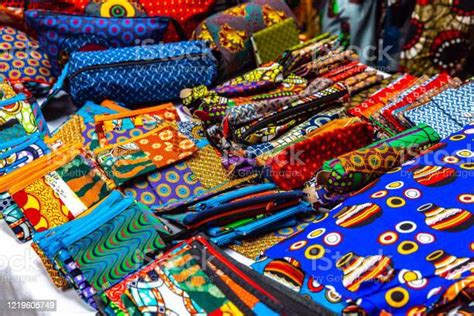 Colorful African Fabrics In Street Market Africa Stock Photo Download