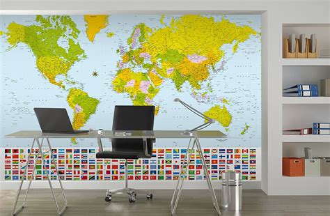 World Map Wall Mural Full Size Large Wall Murals The Mural Store