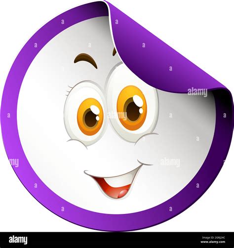 Happy Face Round Sticker Stock Vector Image And Art Alamy