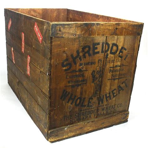 Vintage Large Wood Shredded Whole Wheat Shipping Crate Ebay Wooden