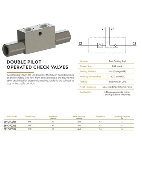 Hydraulic Double Pilot Operated Check Valve 14 38 12