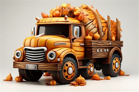 Toy Car Truck Carrying Pumpkin Halloween Graphic By Saydurf · Creative