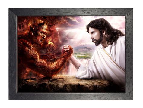 Jesus And The Teufel Arm Wrestle Poster Heaven Hölle