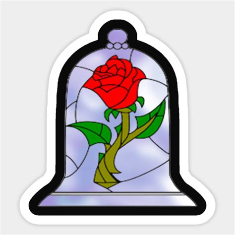 Beauty And The Beast Stained Glass Rose Disney Sticker Teepublic Au