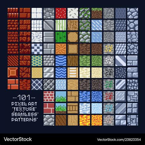 Pixel Art Style Set Of Different 16x16 Texture Vector Image