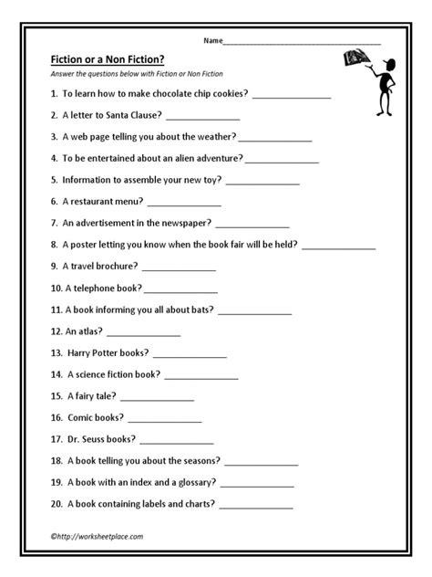 Fiction Or Nonfiction Worksheet Pdf Books Media